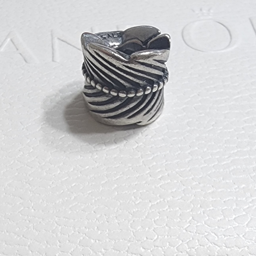 Authentic Pandora Sterling Silver Rolled Feather Charm